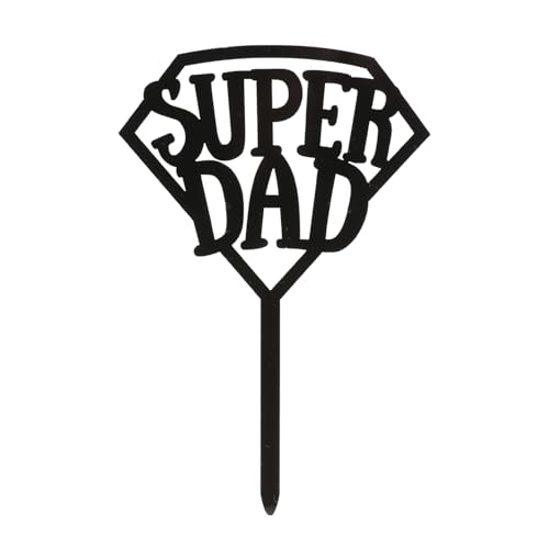 dekora - Cake Topper Vatertag Tortendeko "Super Dad" - Tortenstecker Backdekoration - Lebensmittelechter Kunststoff Tortenaufleger - Schwarz - Größe 15 x 10 cm von dekora