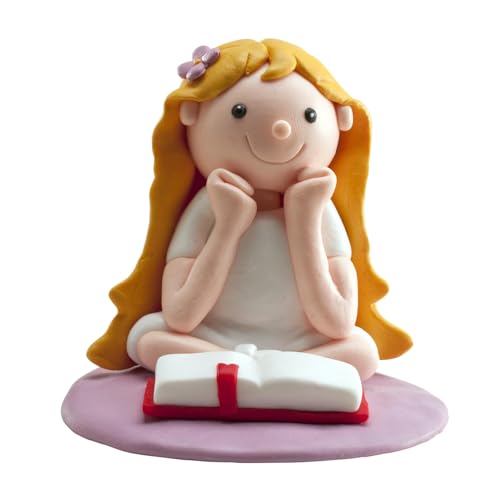 dekora - Dekorative Figur zur Erstkommunion - Sitzendes Mädchen - Aus Kunstharz gefertigt - Kuchendekoration - 8 cm hoch - Originales und detailliertes Design - Lebensmittelecht dekora - Dekorative Figur zur Erstkommunion - Sitzendes Mädchen - Aus Kunstharz gefertigt - Kuchendekoration - 8 cm hoch - Originales und detailliertes Design - Lebensmittelecht von dekora