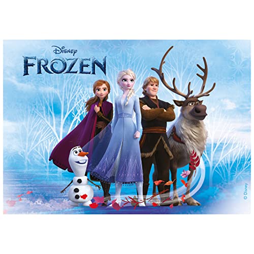 dekora – Essbare Oblate Disney Frozen – Zuckerdekor im A5-Format (14,8 x 21 cm) – Kuchendekoration für Kindergeburtstage – Glutenfrei, ohne Zuckerzusatz, vegetarisch – Einfach zu verwenden von dekora