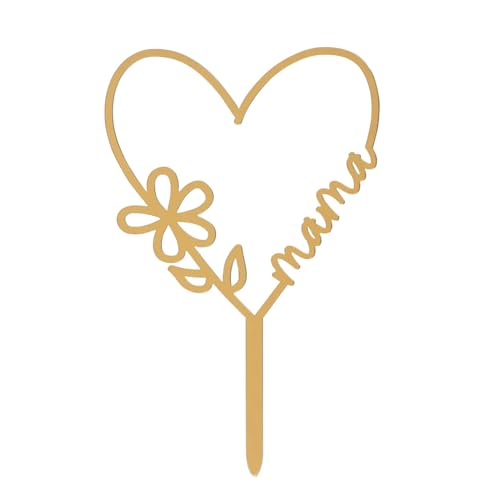 dekora - Cake Topper Muttertag Tortendeko in Herzform - Tortenstecker Backdekoration - Lebensmittelechter Kunststoff Tortenaufleger - Gold - Größe 16 x 11 cm dekora - Cake Topper Muttertag Tortendeko in Herzform - Tortenstecker Backdekoration - Lebensmittelechter Kunststoff Tortenaufleger - Gold - Größe 16 x 11 cm von dekora