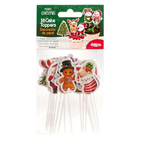 dekora - Torten Weihnachtsspieße in 8 Designs - Weihnachten Backdekoration für Cupcakes, Muffins, Torten und anderen süßen Leckereien - Lebensmittelsichere Weihnachtsbäckerei Dekoration - 16 Stücke dekora - Torten Weihnachtsspieße in 8 Designs - Weihnachten Backdekoration für Cupcakes, Muffins, Torten und anderen süßen Leckereien - Lebensmittelsichere Weihnachtsbäckerei Dekoration - 16 Stücke von dekora