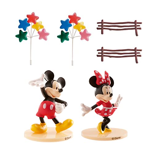 dekora Tortendeko Deko Geburtstag Set mit Minnie und Mickey Mouse Figur und Cake Topper-Torten Zubehör aus PVC, Mehrfarbig, Einheitsgröße von dekora