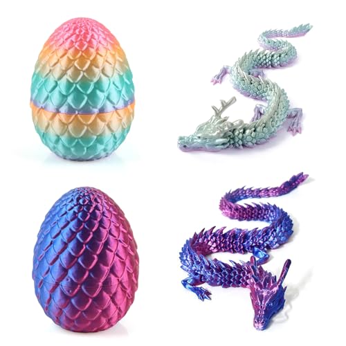 dellyy 3D Gedrucktes Drachenei, Drachen Spielzeug für Geschenke Beweglicher Drachen Figuren für Easter Weihnachtstag Schreibtisch Dekoration (Mehrfarbig Lila) von dellyy
