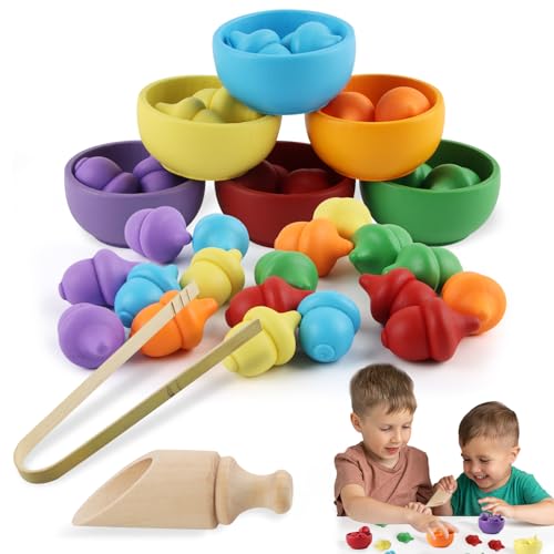dellyy Montessori Spielzeug ab 1 Jahr, 26 PCS Verschiedenfarbige Eicheln Holz Sortier Spielzeug, Sensorik Spielzeug für Farbsortierung und Zählen, Geschenk ab 2 3 4 5 Jahr dellyy Montessori Spielzeug ab 1 Jahr, 26 PCS Verschiedenfarbige Eicheln Holz Sortier Spielzeug, Sensorik Spielzeug für Farbsortierung und Zählen, Geschenk ab 2 3 4 5 Jahr von dellyy