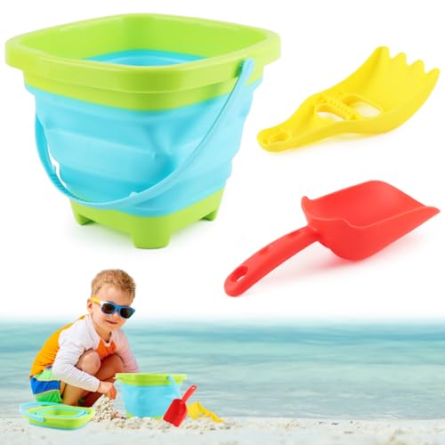 dellyy Sandspielzeug, Faltbarer Eimer, 3 Pcs Sandeimer und Sandschaufeln, Sandspielzeug Set, Faltbarer Sandeimer Kinder, Mehrzweck-Eimer, für Strand, Campingausrüstung Sandburg-Baukasten dellyy Sandspielzeug, Faltbarer Eimer, 3 Pcs Sandeimer und Sandschaufeln, Sandspielzeug Set, Faltbarer Sandeimer Kinder, Mehrzweck-Eimer, für Strand, Campingausrüstung Sandburg-Baukasten von dellyy