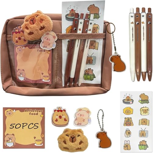 dellyy Wasserschwein Schreibwaren Set, Capybara Federmäppchen mit Inhalt, Süßes Mäppchen, Pencil Case Kids, Kinder Capybara Schreibwaren, Wasserschwein Federmäppchen Geschenk Schulanfang für Kinder dellyy Wasserschwein Schreibwaren Set, Capybara Federmäppchen mit Inhalt, Süßes Mäppchen, Pencil Case Kids, Kinder Capybara Schreibwaren, Wasserschwein Federmäppchen Geschenk Schulanfang für Kinder von dellyy