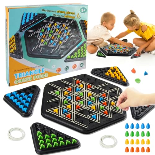 panemy Triggle Spiel Gummibänder, Brettspiel Dreieck für 2-4 Spieler, Dreiecksschach Brettspiel für Kinder und Erwachsene, Triggle Spiel für Familienfeiern, Reisen, Camping von panemy