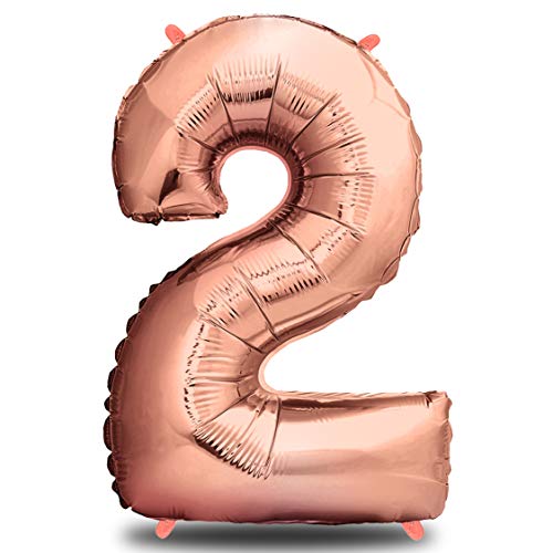 envami® Folienballon Zahl - Geburtstagsdeko Rosegold 100cm - Deko zum Geburtstag - Luftballon Zahlen Dekoration - Happy Birthday - Geburtstagsdeko Mädchen Rosegold - Fliegt mit Helium (Zahl 2) envami® Folienballon Zahl - Geburtstagsdeko Rosegold 100cm - Deko zum Geburtstag - Luftballon Zahlen Dekoration - Happy Birthday - Geburtstagsdeko Mädchen Rosegold - Fliegt mit Helium (Zahl 2) von envami