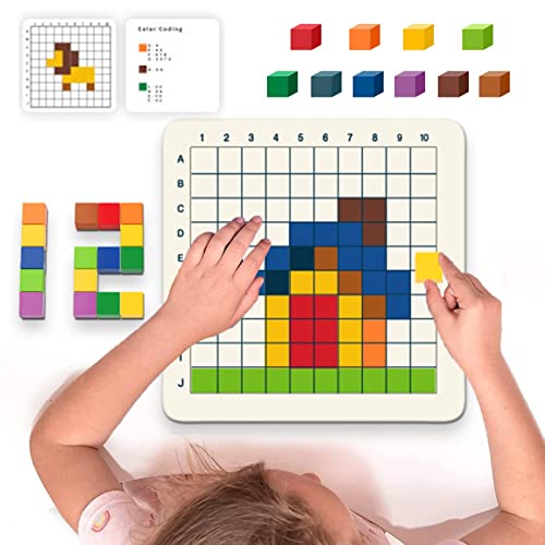 delr 2 russische 3D-Puzzleblöcke, 100 Teile, Holzpuzzle in Tangram-Form, mit Aufbewahrungstasche, Lernspielzeug von delr