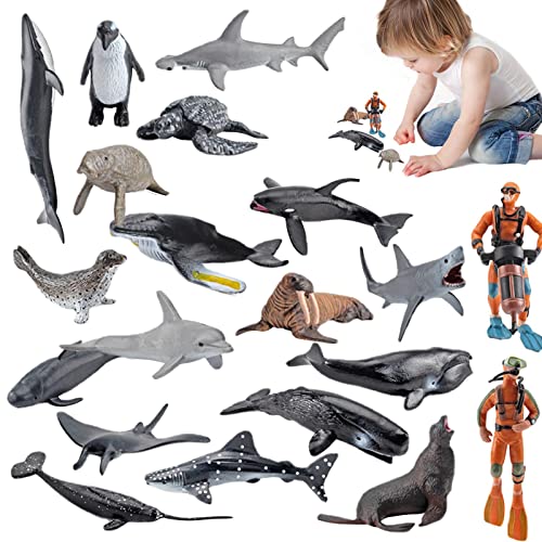 delr 5 Meerestiere für Kinder, 20 Stück, Spielzeug für Meerestiere, realistische Mini-Meerestiere, Lernspielzeug für Dusche, Geschenk für Babys von delr