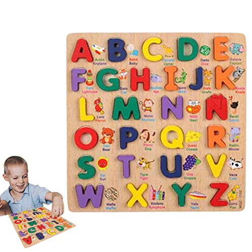 delr Alphabet-Puzzle, Alphabet-Puzzle, Buchstaben-Charakter, das Alphabet-Puzzlebrett macht das Lernen interaktiv und unterhaltsam, Spielzeug von delr