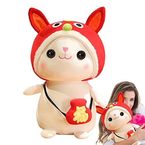 delr Chinesisches Kaninchen Dekoration, 2023 Lucky Rabbit Plush Mascot Dolls Tierfüllung, Plüschtier bringt viel Glück Festival von delr
