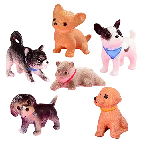 delr Figuren von kleinen großen Hunden - 6 Stück realistische Tierfiguren | Familienzubehör zum Sammeln und Dekorieren von Kinderbüchern, Schreibtischen neben Tischen und Räumen von delr