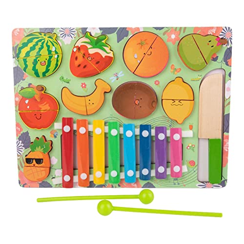 delr Gefälschtes Holzfutter | 18-teiliges Schneidspielzeug-Set für Kinder | Klavierspielzeug, Hämmer, Obst für kleine Kinder Geschenke von delr