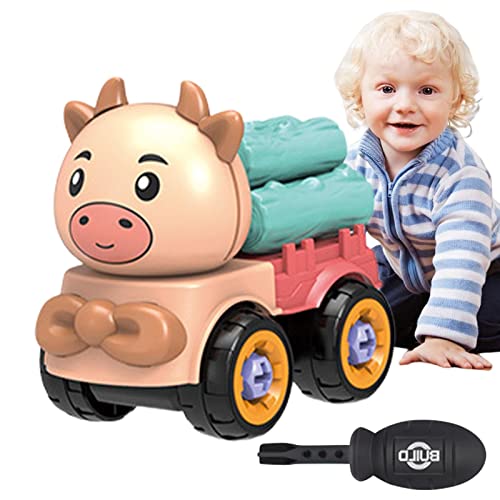 delr Montagewagen für Kinder - Niedliches Transportauto für Tier-Lkw,Cartoon-Montagefahrzeuge Pädagogisches Spielzeug für Jungen von delr