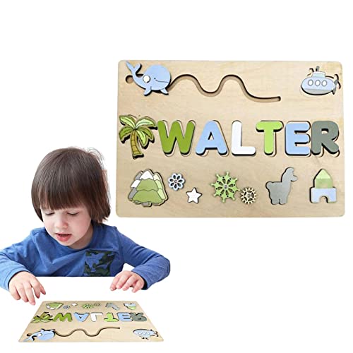 delr Puzzle mit dem Namen des Kindes, Puzzle mit Namen für Kinder aus Holz mit einzigartigem Design für Mädchen und Jungen | Holzspielzeug Vorschule Name Puzzle Geburtstagsgeschenk für Spielzeug von delr