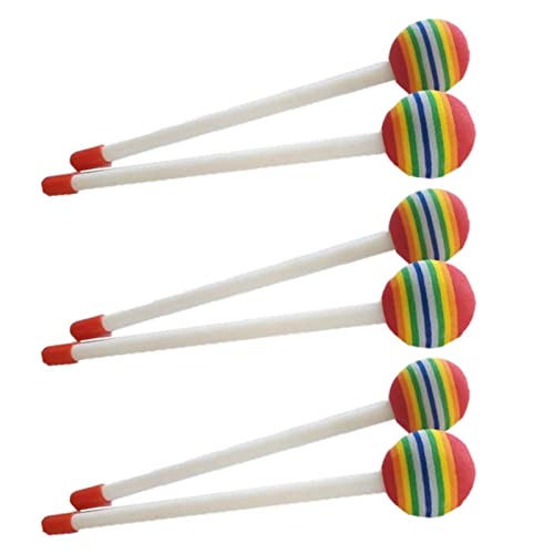 delr Regenbogen-Drumsticks, 6 Trommelstöcke, weiche Schlaginstrumente, Xylophon für Konzerte, Partys, praktisches Schlagzeug von delr