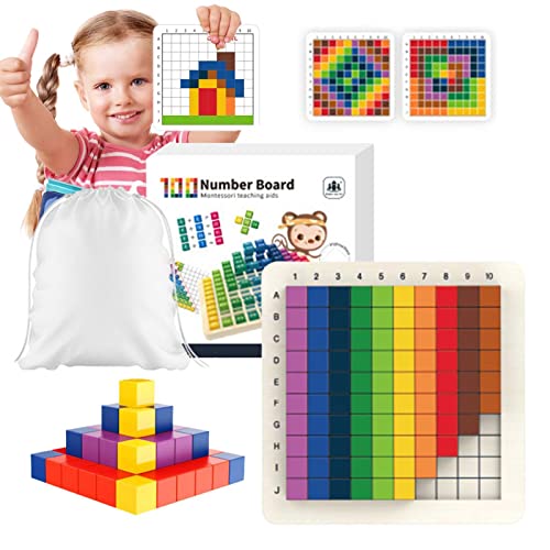 delr Russische 3D-Blöcke, Holzpuzzle, 100 Teile, russische 3D-Blöcke für Kleinkinder von 3 bis 10 Jahren, bunte russische Bausteine mit Aufbewahrungstasche von delr