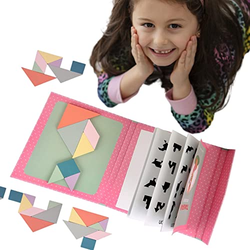 delr Tangram Spielzeug, magnetisch, tragbares Holzpuzzle für Babys, pädagogisches Spielzeug für Kleinkinder, Reisen mit dem Flugzeug, unverzichtbar, Belohnungen für das Klassenzimmer von delr