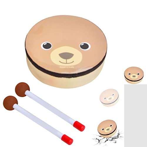 delr Trommel für Kinder | Musikspielzeug der Bärentrommel des Comics mit Stäbchen, animiertes Musikinstrument aus Holz für das erste Lernspielzeug delr Trommel für Kinder | Musikspielzeug der Bärentrommel des Comics mit Stäbchen, animiertes Musikinstrument aus Holz für das erste Lernspielzeug von delr