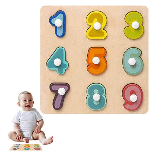 delr Zahlen Holz, Stapler, Zählformen, Erkennungsspielzeug, geometrische Formen, Brett, Puzzle, Spielzeug für Vorschullehre von delr