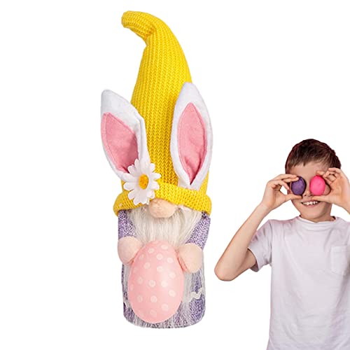 delr Zwerge ohne Gesicht mit Hase, niedliches Osterhase, Zwerge mit Ei, Frühlingsdekoration, Tischdekoration, gesichtslose Zwerge, Ostertag, Frühlings-Elfe, von delr