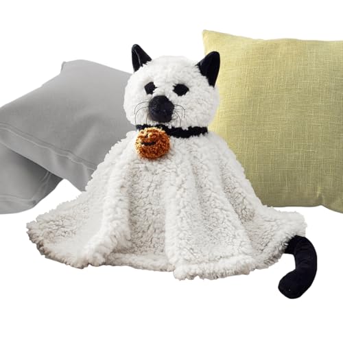 demaxiyad Geistekatzenpuppe, Süßes Halloween Kissen Plüschspielzeug, Weiches Kunstkaninchenfell, Samt, waschbar, für Wohnzimmer, Kinderzimmer, Auto, tolles Geschenk für Kinder, Erwachsene​ von demaxiyad