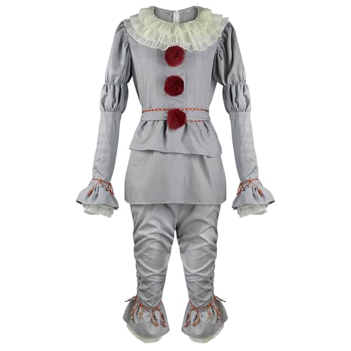 demaxiyad Grusel-Clown-Kostüme Für Erwachsene | Karneval Umzug Verkleidung Halloween Clown Maske - Vollständiges Karneval Cosplay Rollenspiel Outfit für Club Veranstaltung Gruppenfeier von demaxiyad
