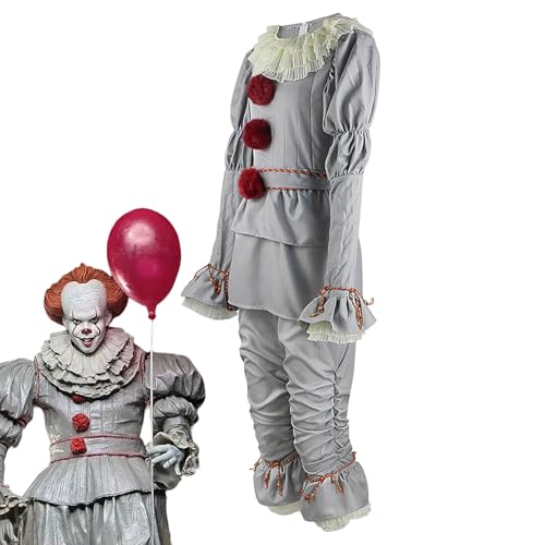 demaxiyad Halloween Clown Kostüm | Unheimliche Outfits Horror Clown Kostüm,Vollständiges Karneval Cosplay Rollenspiel Outfit für Club Veranstaltung Gruppenfeier von demaxiyad