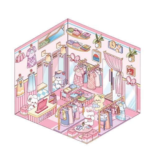 demaxiyad Miniatur-Szenenaufkleber, Cartoon-Szene Aufkleber – Miniatur-Aufkleber für kleine Boutiquen | Hochauflösende Kabinen-Szene Aufkleber für Möbel, Hüllen von demaxiyad