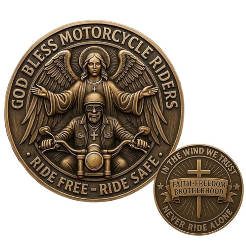 demaxiyad Motorradfahrer Gebetsmünze, Glücksmünze zum Reiten, Outdoor-Reitschutz, Souvenir für lange Reise, Damen, Herren, Motorradfahrer, Club-Mitglieder, Enthusiasten von demaxiyad