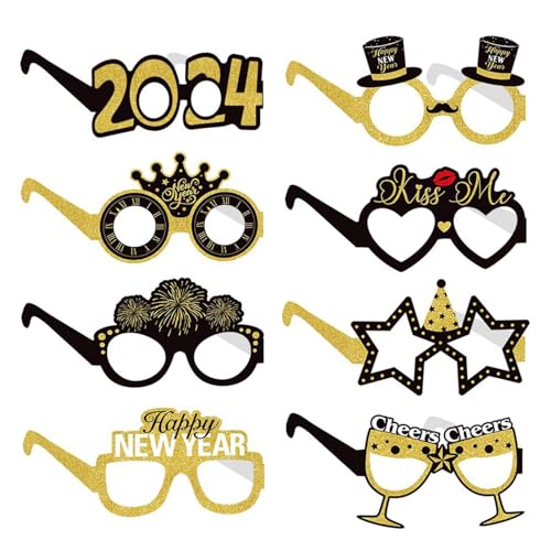 demaxiyad Papier-Brille, Silvester-Brille, 8 x Neujahrs-Papier-Sonnenbrille, Foto-Requisiten, Fotografie, Brillenrahmen für Veranstaltungen, demaxiyad Papier-Brille, Silvester-Brille, 8 x Neujahrs-Papier-Sonnenbrille, Foto-Requisiten, Fotografie, Brillenrahmen für Veranstaltungen, von demaxiyad