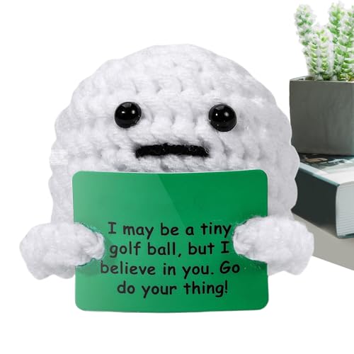 demaxiyad Positive Crochet,Inspirierender Häkel Golfball - Handgefertigte Plüschpuppe mit Inspirierenden Botschaften als Geschenkidee für Valentinstag Büro Ostern Geburtstag Schule von demaxiyad