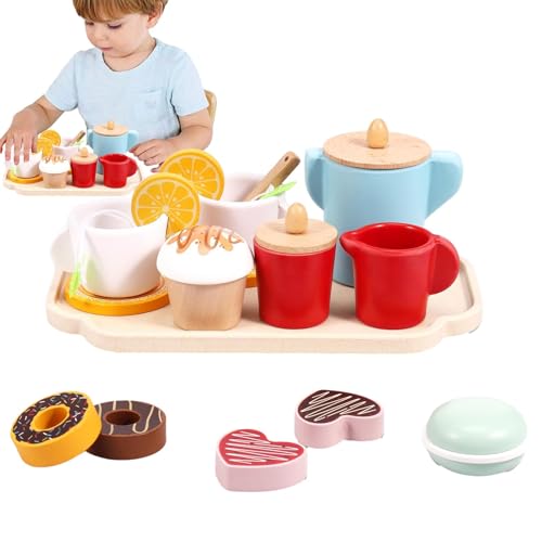 demaxiyad Prinzessinnen-Spielzeug für Teezeit, Party-Set für kleine Mädchen, Aktivitätsset aus Holz zum Spielen | Küchenzubehör, Lernspielzeug für von demaxiyad