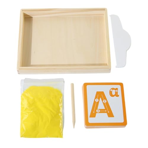 demaxiyad Schreibtabletts aus Sand, Buchstabenplotter aus Sand, Sandtablett-Box aus Holz mit Stift, Sand und Karten | Lernaktivitäten im Vorschule, sensorisches Spielzeug von demaxiyad