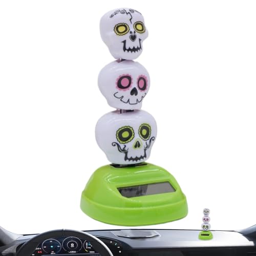 demaxiyad Solar Tanzende Dekofiguren,3 Totenkopf-Figuren Für Armaturenbrett - Wetterfeste Lustige Tischdekoration Für Auto Wohnzimmer Schlafzimmer von demaxiyad