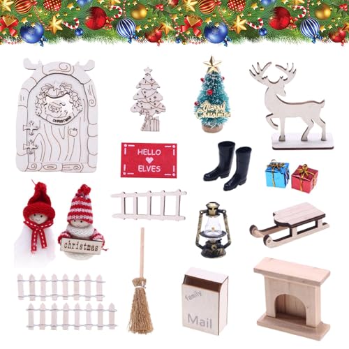 demaxiyad Weihnachtsdekoration für Feengarten, Miniaturen für Weihnachtsfeengarten – Feengartenzubehör aus Holz | Feentür-Dekorationsset demaxiyad Weihnachtsdekoration für Feengarten, Miniaturen für Weihnachtsfeengarten – Feengartenzubehör aus Holz | Feentür-Dekorationsset von demaxiyad