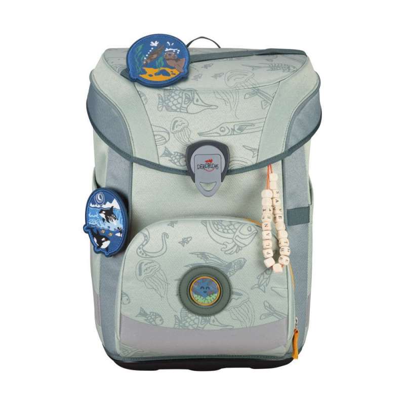 DERDIEDAS Schulranzen ErgoFlex EASY Set - 6 tlg für Jungen, DerDieDas Designs Exklusiv ECO Grey Planet von derdiedas
