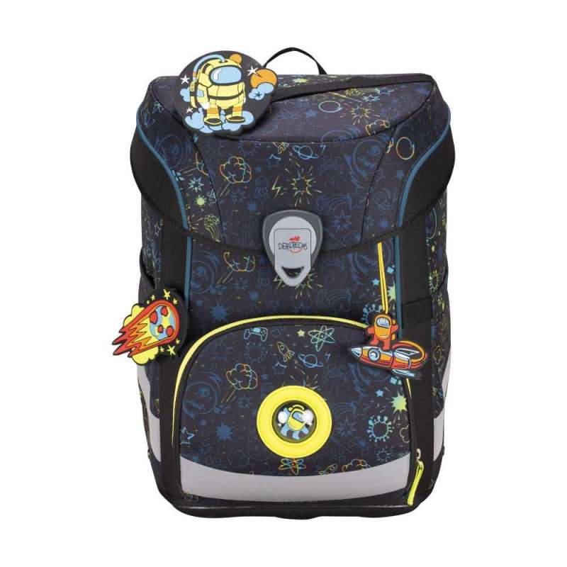 DERDIEDAS Schulranzen ErgoFlex EASY Set - 6 tlg für Jungen, DerDieDas Designs Exklusiv LED Crazy von derdiedas