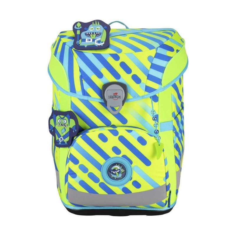 DERDIEDAS Schulranzen ErgoFlex EASY Set - 6 tlg für Jungen, DerDieDas Designs Exklusiv Neon Monster von derdiedas