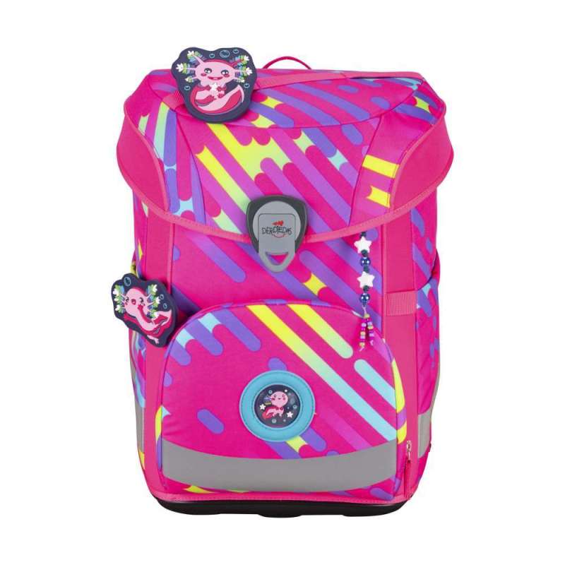 DERDIEDAS Schulranzen ErgoFlex EASY Set - 6 tlg für Mädchen, DerDieDas Designs Exklusiv Neon Punkie von derdiedas