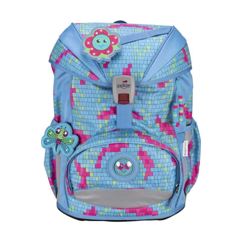 DERDIEDAS Schulrucksack ErgoFlex Set - 6 tlg. für Mädchen, DerDieDas Designs Happy Pixel von derdiedas