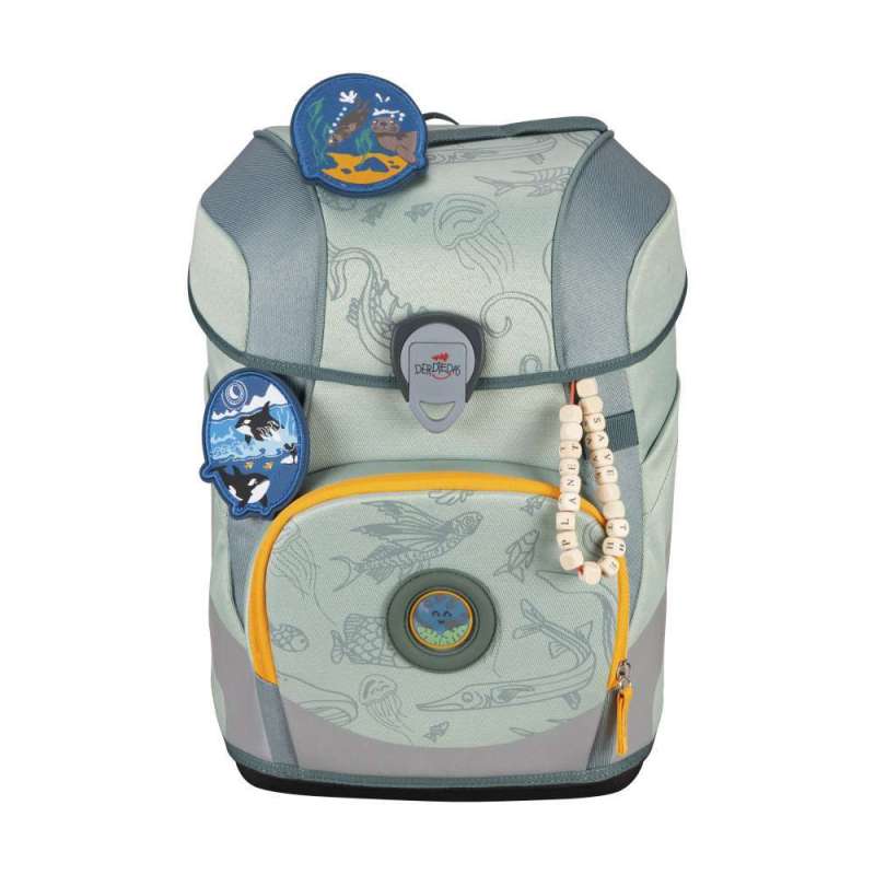 DERDIEDAS Schulrucksack ErgoFlex TINY Set - 6 tlg für Jungen, DerDieDas Designs Exklusiv ECO Grey Planet von derdiedas