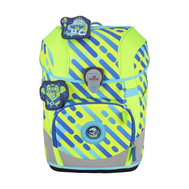 DERDIEDAS Schulrucksack ErgoFlex TINY Set - 6 tlg für Jungen, DerDieDas Designs Exklusiv Neon Monster von derdiedas