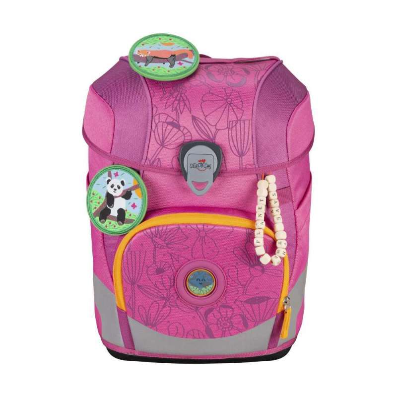 DERDIEDAS Schulrucksack ErgoFlex TINY Set - 6 tlg für Mädchen, DerDieDas Designs Exklusiv ECO Pink Planet von derdiedas