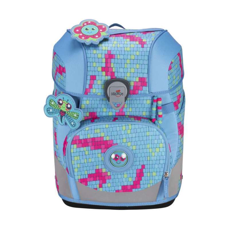 DERDIEDAS Schulrucksack ErgoFlex TINY Set - 6 tlg für Mädchen, DerDieDas Designs Happy Pixel von derdiedas
