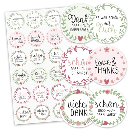 #detailverliebt 24 Sticker Schön, DASS du da warst I dv_317 I Ø 4cm I DIN A4 Bogen I Hochzeits-Sticker Geschenk-Aufkleber Gastgeschenk Pastell-Farben Pastell-Töne von #detailverliebt