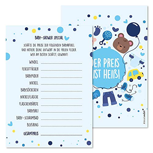 #detailverliebt 15 Spiel-Karten zur Baby-Party I dv161 I DIN A6 I Set Baby-Party blau Junge Boy Invitations Spiele Quiz Preise schätzen #detailverliebt 15 Spiel-Karten zur Baby-Party I dv161 I DIN A6 I Set Baby-Party blau Junge Boy Invitations Spiele Quiz Preise schätzen von #detailverliebt
