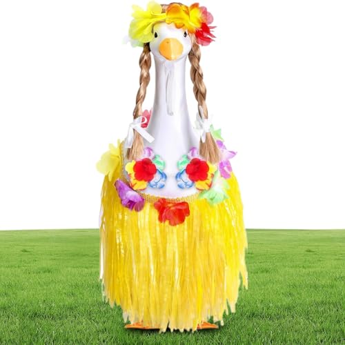 dewdat Gänse Outfits | Hawaii Tierkostüm Für Garten - Kleidung Accessoires Bikini Rock Perücke für Sommerparty Deko 60 cm Gans Statue von dewdat