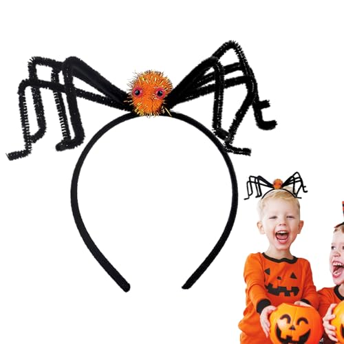 dewdat Halloween Spinnen Stirnband | Plüschiges Gruseliges Schwarzes Spinnen Haarband,Lustiges Kopfaccessoire Haarspange Kostüm Für Erwachsene Kinder Tanzparty Themen Events von dewdat